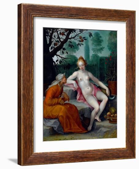 Vertumne Et Pomone (Le Dieu Des Saisons Se Deguise En Vieille Femme Pour Gagner L'entree Du Verger-Abraham Bloemaert-Framed Giclee Print