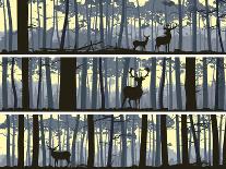 Horizontal Banners of Wild Animals in Wood.-Vertyr-Art Print