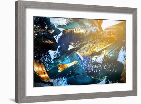 Very Beautiful Art. Abstract Background. Blue and Gold Paint. Golden Sequins-CARACOLLA-Framed Premium Giclee Print