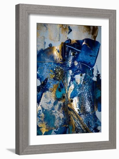 Very Beautiful Art. Abstract Background. Blue and Gold Paint. Golden Sequins-CARACOLLA-Framed Art Print