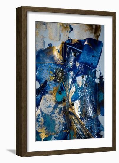 Very Beautiful Art. Abstract Background. Blue and Gold Paint. Golden Sequins-CARACOLLA-Framed Art Print