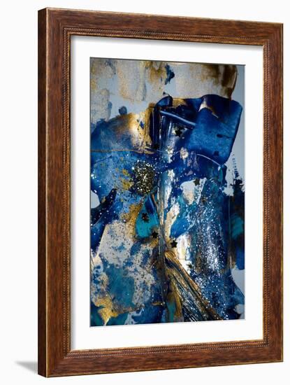 Very Beautiful Art. Abstract Background. Blue and Gold Paint. Golden Sequins-CARACOLLA-Framed Art Print