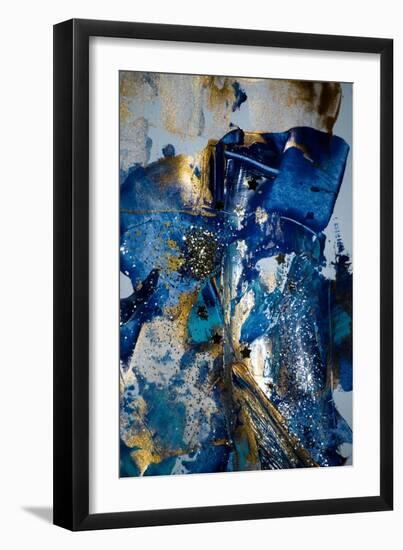 Very Beautiful Art. Abstract Background. Blue and Gold Paint. Golden Sequins-CARACOLLA-Framed Art Print