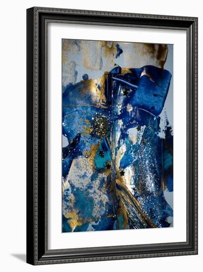 Very Beautiful Art. Abstract Background. Blue and Gold Paint. Golden Sequins-CARACOLLA-Framed Art Print