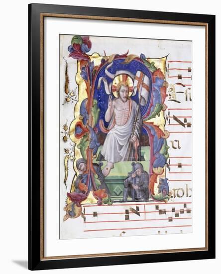 Very Large Historiated Letter 'A', Showing the Resurrection, C.1400-1450-null-Framed Giclee Print