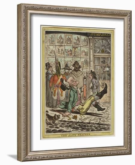 Very Slippy Weather, 1808-James Gillray-Framed Giclee Print