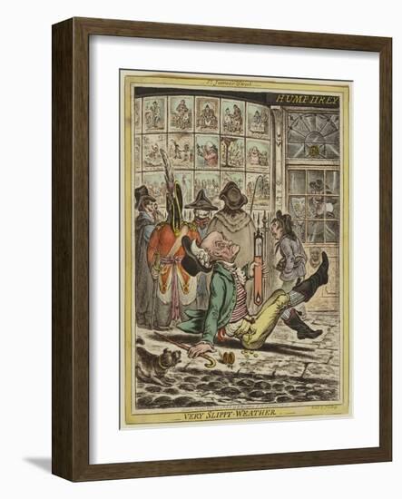 Very Slippy Weather, 1808-James Gillray-Framed Giclee Print