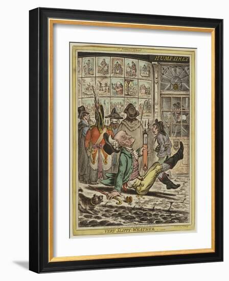 Very Slippy Weather, 1808-James Gillray-Framed Giclee Print