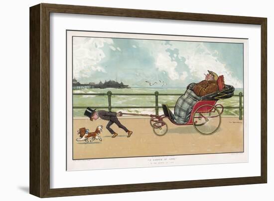 Very Small Boy Pulls a Very Large Relative Along the Esplanade of a Seaside Resort-Tom Browne-Framed Art Print