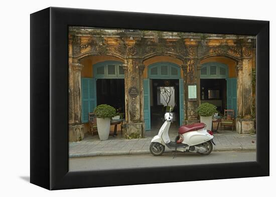 Vespa scooter and The Hill Station Deli and Boutique, Hoi An, Vietnam-David Wall-Framed Premier Image Canvas