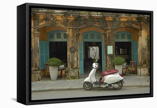 Vespa scooter and The Hill Station Deli and Boutique, Hoi An, Vietnam-David Wall-Framed Premier Image Canvas