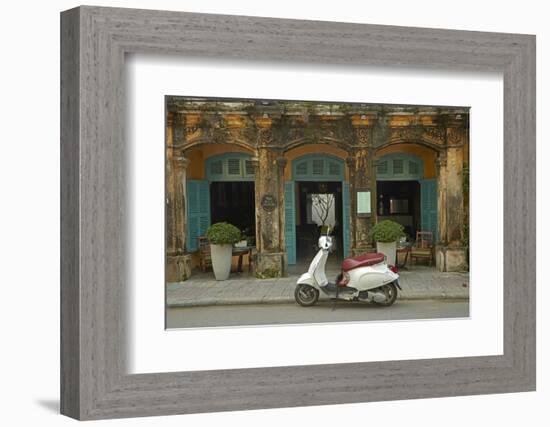 Vespa scooter and The Hill Station Deli and Boutique, Hoi An, Vietnam-David Wall-Framed Photographic Print