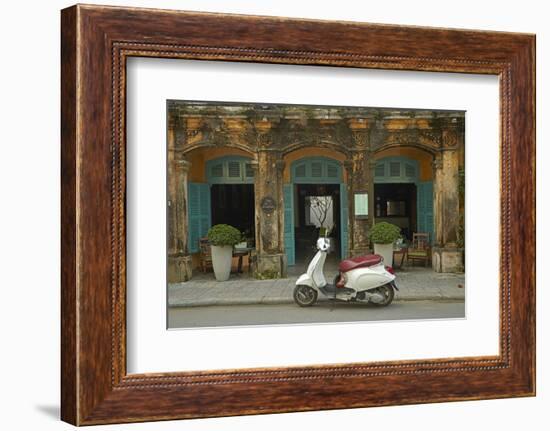 Vespa scooter and The Hill Station Deli and Boutique, Hoi An, Vietnam-David Wall-Framed Photographic Print