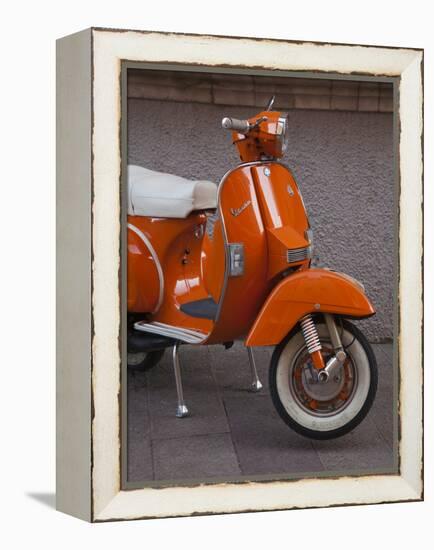 Vespa Scooter, Llanes, Spain-Walter Bibikow-Framed Premier Image Canvas