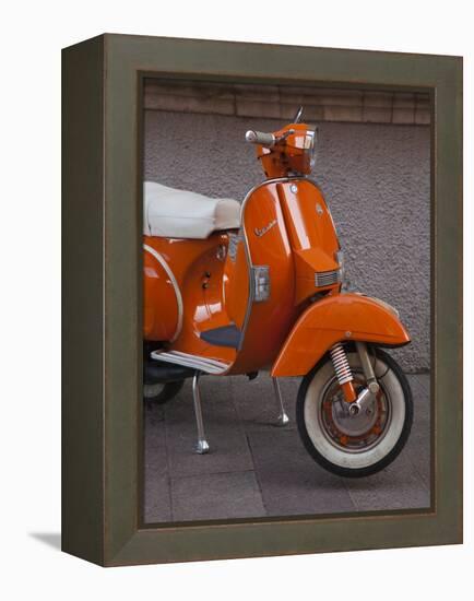 Vespa Scooter, Llanes, Spain-Walter Bibikow-Framed Premier Image Canvas