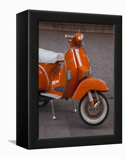 Vespa Scooter, Llanes, Spain-Walter Bibikow-Framed Premier Image Canvas