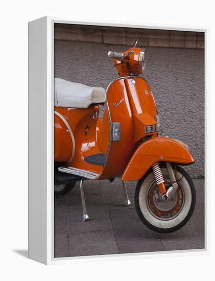 Vespa Scooter, Llanes, Spain-Walter Bibikow-Framed Premier Image Canvas