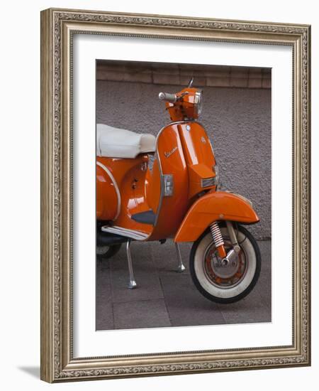 Vespa Scooter, Llanes, Spain-Walter Bibikow-Framed Photographic Print