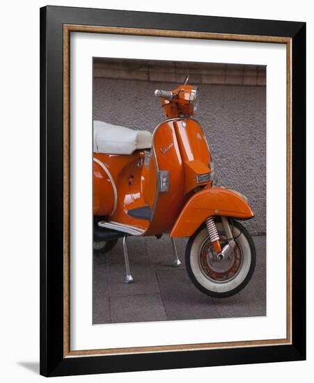 Vespa Scooter, Llanes, Spain-Walter Bibikow-Framed Photographic Print