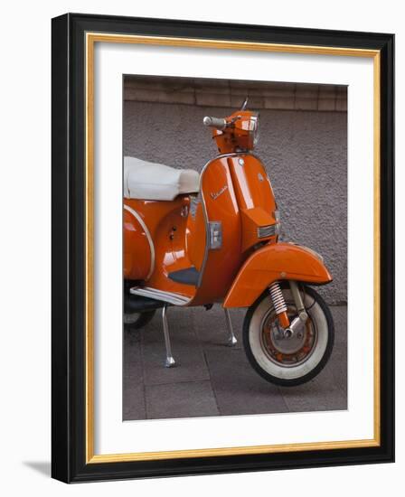 Vespa Scooter, Llanes, Spain-Walter Bibikow-Framed Photographic Print