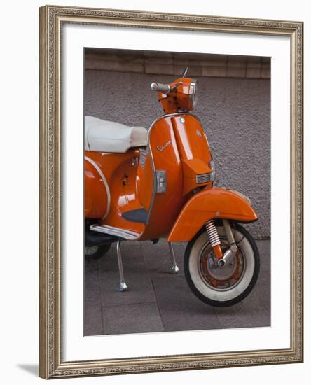 Vespa Scooter, Llanes, Spain-Walter Bibikow-Framed Photographic Print