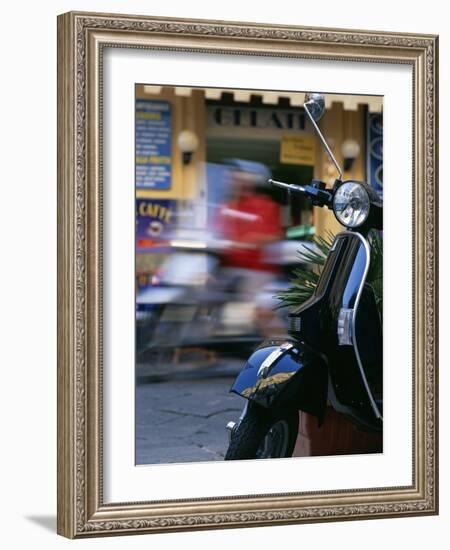 Vespa Scooters Outside a Gelateria (Ice Cream Parlour) Tropea Calabria Italy-Julian Castle-Framed Photographic Print