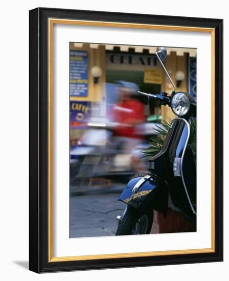 Vespa Scooters Outside a Gelateria (Ice Cream Parlour) Tropea Calabria Italy-Julian Castle-Framed Photographic Print