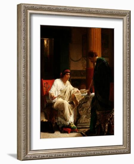 Vespasian Hearing from One of His Generals of the Taking of Jerusalem by Titus, 1866-Lawrence Alma-Tadema-Framed Giclee Print