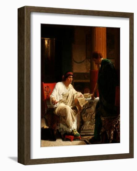 Vespasian Hearing from One of His Generals of the Taking of Jerusalem by Titus, 1866-Lawrence Alma-Tadema-Framed Giclee Print