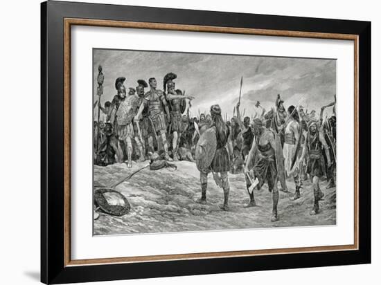 Vespasian Rescued by His Son Titus, Illustration from 'Hutchinson's History of the Nations', c.1910-Richard Caton Woodville-Framed Giclee Print