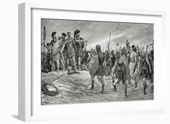 Vespasian Rescued by His Son Titus, Illustration from 'Hutchinson's History of the Nations', c.1910-Richard Caton Woodville-Framed Giclee Print