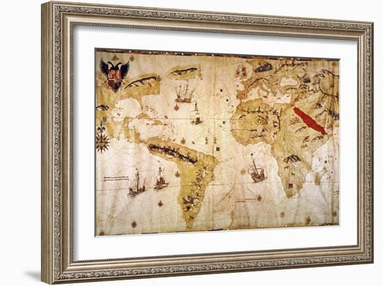 Vespucci's World Map, 1526-Juan Vespucci-Framed Giclee Print