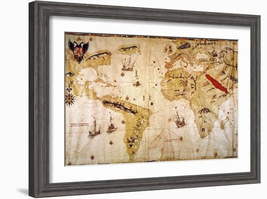 Vespucci's World Map, 1526-Juan Vespucci-Framed Giclee Print