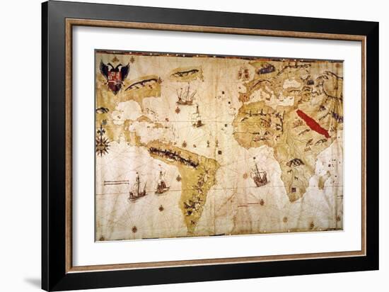 Vespucci's World Map, 1526-Juan Vespucci-Framed Giclee Print