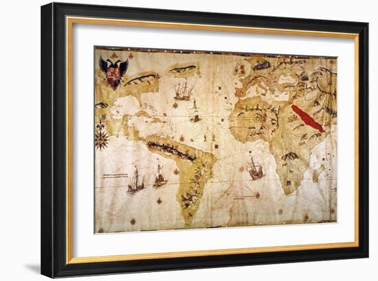 Vespucci's World Map, 1526-Juan Vespucci-Framed Giclee Print