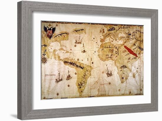 Vespucci's World Map, 1526-Juan Vespucci-Framed Giclee Print