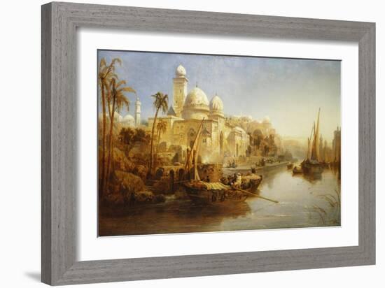 Vessels Moored at the Steps of a Moorish Palace, 1875-James Webb-Framed Giclee Print