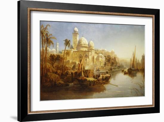 Vessels Moored at the Steps of a Moorish Palace, 1875-James Webb-Framed Giclee Print