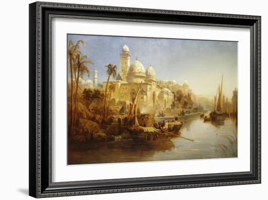 Vessels Moored at the Steps of a Moorish Palace, 1875-James Webb-Framed Giclee Print