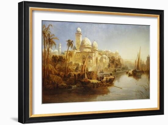 Vessels Moored at the Steps of a Moorish Palace, 1875-James Webb-Framed Giclee Print