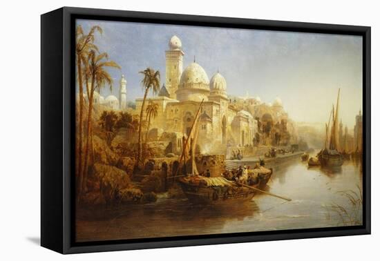 Vessels Moored at the Steps of a Moorish Palace-James Webb-Framed Premier Image Canvas