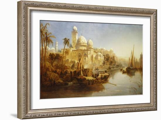 Vessels Moored at the Steps of a Moorish Palace-James Webb-Framed Giclee Print