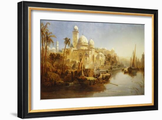 Vessels Moored at the Steps of a Moorish Palace-James Webb-Framed Giclee Print