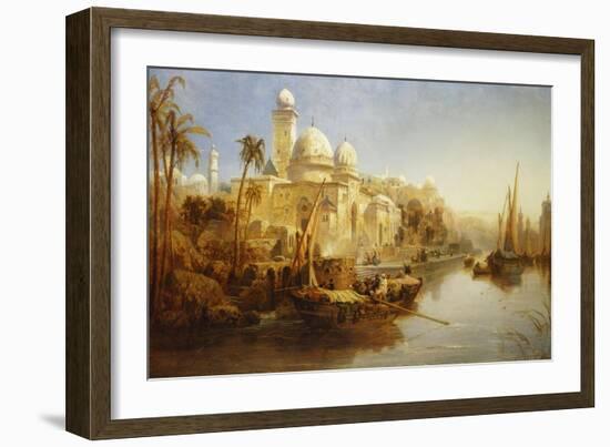 Vessels Moored at the Steps of a Moorish Palace-James Webb-Framed Giclee Print