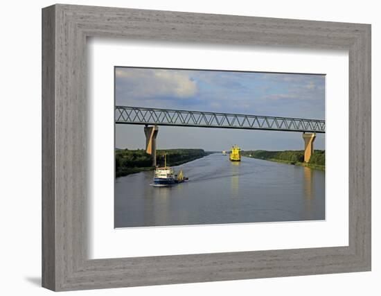 Vessels on Kiel Canal near Brunsbuttel, Schleswig-Holstein, Germany, Europe-Hans-Peter Merten-Framed Photographic Print