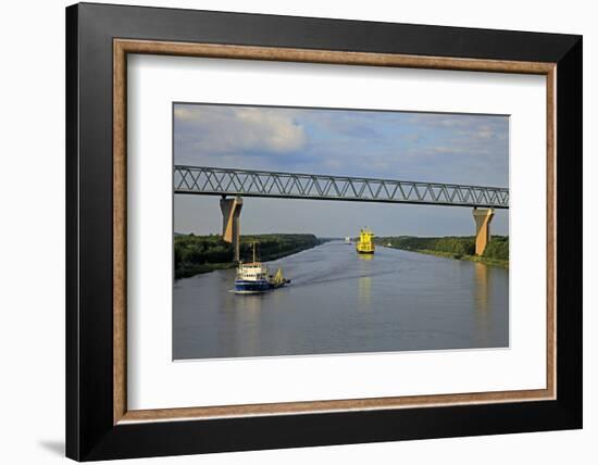 Vessels on Kiel Canal near Brunsbuttel, Schleswig-Holstein, Germany, Europe-Hans-Peter Merten-Framed Photographic Print