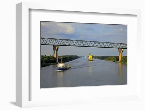 Vessels on Kiel Canal near Brunsbuttel, Schleswig-Holstein, Germany, Europe-Hans-Peter Merten-Framed Photographic Print