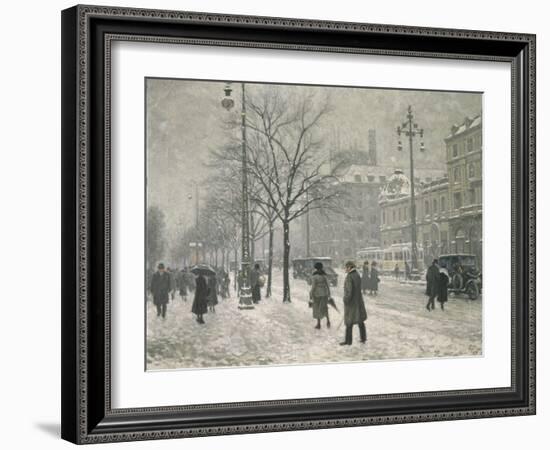 Vesterbro Passage in Copenhagen in Winter, 1919-Paul Fischer-Framed Giclee Print