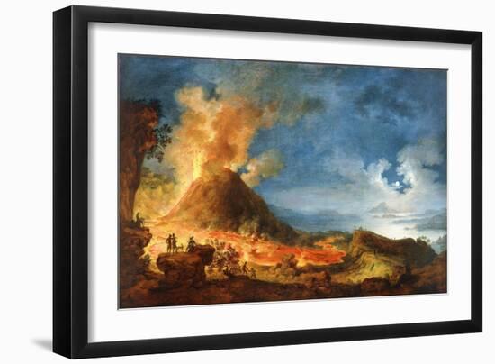 Vesuvius Erupting, with Sightseers in the Foreground-Pierre Jacques Volaire-Framed Giclee Print