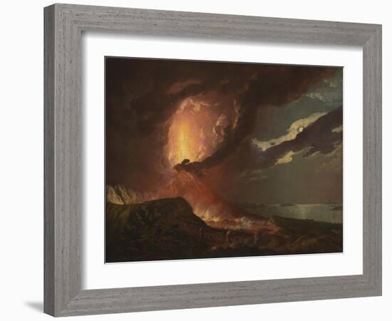 Vesuvius in Eruption, with a View over the Islands in the Bay of Naples-Joseph Wright of Derby-Framed Giclee Print